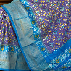 Blue Pochampally Single Ikat Handloom Saree