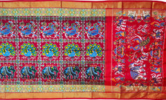 Maroon Pochampally Single Ikat Handloom Saree