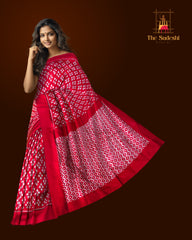 Maroon Maroon Pochampally Single Ikat Handloom Saree