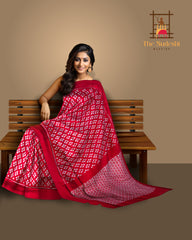 Maroon Maroon Pochampally Single Ikat Handloom Saree