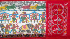 White Maroon Pochampally Single Ikat Handloom Saree