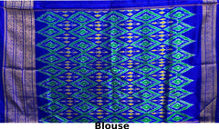 Sky Blue Pochampally Ikat Saree with Blue Border and Pallu