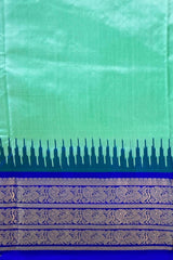 Sky Blue Pochampally Ikat Saree with Blue Border and Pallu