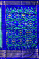 Sky Blue Pochampally Ikat Saree with Blue Border and Pallu