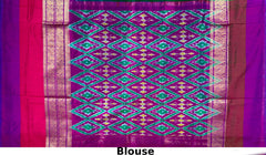 Thick Green Pochampally Ikat Saree with Multi-Color Border and Ganga Jamuna Kanchi Pallu