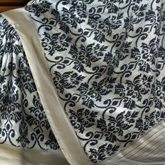 Cream Pochampally Ikat Saree with Matching Cream Border and Pallu