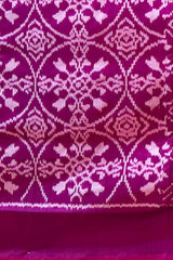 Majenta Pink Pochampally Ikat Saree with Matching Border and Pallu