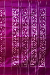 Majenta Pink Pochampally Ikat Saree with Matching Border and Pallu