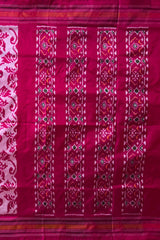 Baby Pink Pochampally Ikat Saree with Pink Border and Pallu