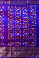 Purple Pochampally Ikat Saree with Matching Purple Border and Pallu