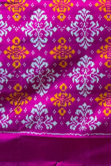 Dark Pink Pochampally Ikat Saree with Matching Dark Pink Border and Pallu