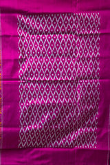 Dark Pink Pochampally Ikat Saree with Matching Dark Pink Border and Pallu