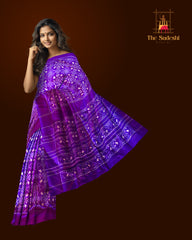 Purple Pochampally Ikat Saree with Matching Purple Border and Pallu