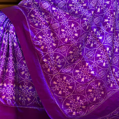Purple Pochampally Ikat Saree with Matching Purple Border and Pallu