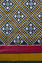 Black Pochampally Ikat Saree with Matching Black Border and Pallu