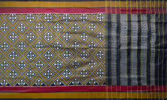 Black Pochampally Ikat Saree with Matching Black Border and Pallu