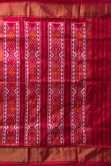 Maroon Pochampally Ikat Saree with Red Border and Pallu