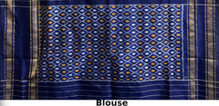 Pink Pochampally Ikat Saree with Blue Border and Pallu