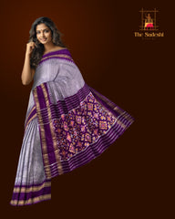 Light Purple Pochampally Ikat Saree with Purple Border and Pallu