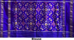 Light Blue Pochampally Ikat Saree with Blue Border and Pallu