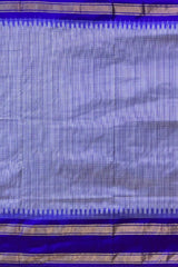 Light Blue Pochampally Ikat Saree with Blue Border and Pallu