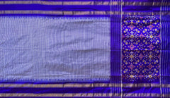 Light Blue Pochampally Ikat Saree with Blue Border and Pallu