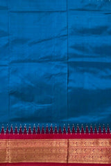 Blue Pochampally Ikat Saree with Pink Border and Pallu