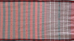 Red Cotton-Eri Silk Saree with Black Border