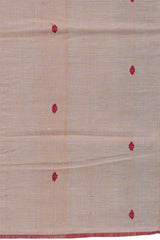 Peach Eri Silk Kamrup Saree with Red Border