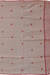 Peach Eri Silk Kamrup Saree with Red Border