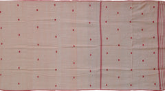 Peach Eri Silk Kamrup Saree with Red Border