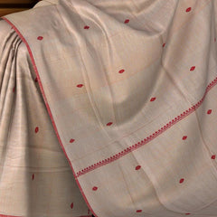 Peach Eri Silk Kamrup Saree with Red Border