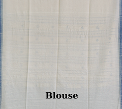 White Eri Silk Saree with Blue Border