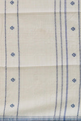 White Eri Silk Saree with Blue Border