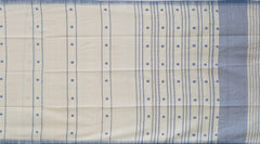 White Eri Silk Saree with Blue Border