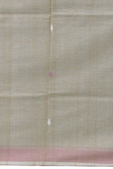 Green Cotton-Eri Silk Saree with White Border