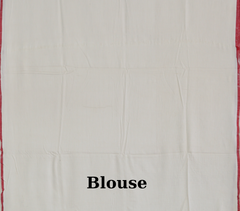 White Eri Silk Saree with Red Border