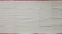 White Eri Silk Saree with Red Border