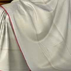 White Eri Silk Saree with Red Border