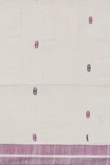 White Eri Silk Saree with Pink Border and Buttis