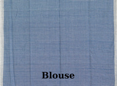 Blue Eri Silk Saree with White Border and Buttis