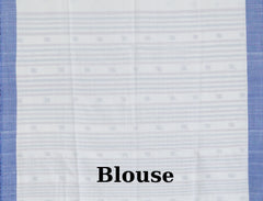 White Cotton Saree with Blue Border and Buttis