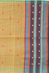 Purple Cotton Saree with Purple Border and Buttis