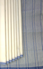 Blue Cotton Saree with Blue Border and Buttis