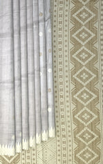 Blue Tussar Saree from Assam with Off-White Border and Pallu