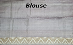Blue Tussar Saree from Assam with Off-White Border and Pallu