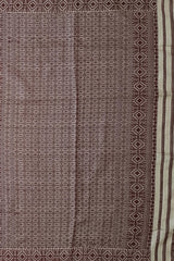 Beige Tussar Saree from Assam with Maroon Border and Pallu
