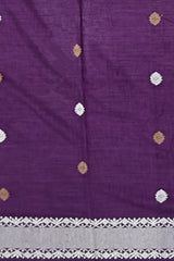 Violet Eri Saree from Assam with Lavender Border and Brown Pallu