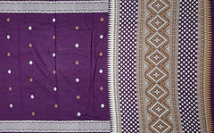 Violet Eri Saree from Assam with Lavender Border and Brown Pallu