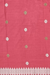 Pinkish Red Eri Saree from Assam with Light Pink Border and Pinkish Red Pallu